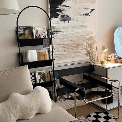 Modern Minimalist Ellipse Iron Bookshelf 4-Tier For Living Room