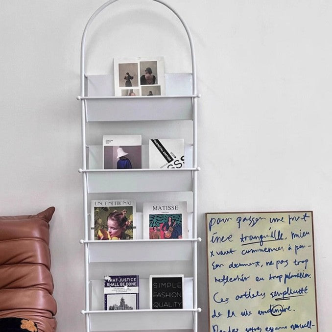 Moderner minimalistischer Ellipsen-Eisen-Bücherregal mit 4 Ebenen für das Wohnzimmer 