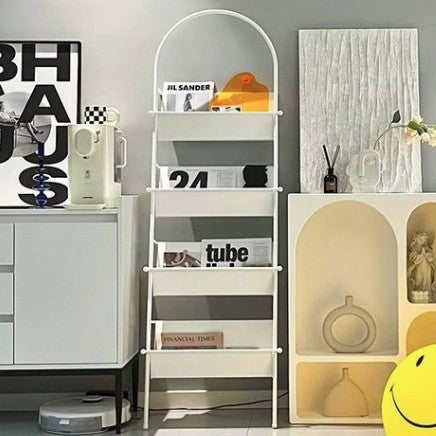 Moderner minimalistischer Ellipsen-Eisen-Bücherregal mit 4 Ebenen für das Wohnzimmer 