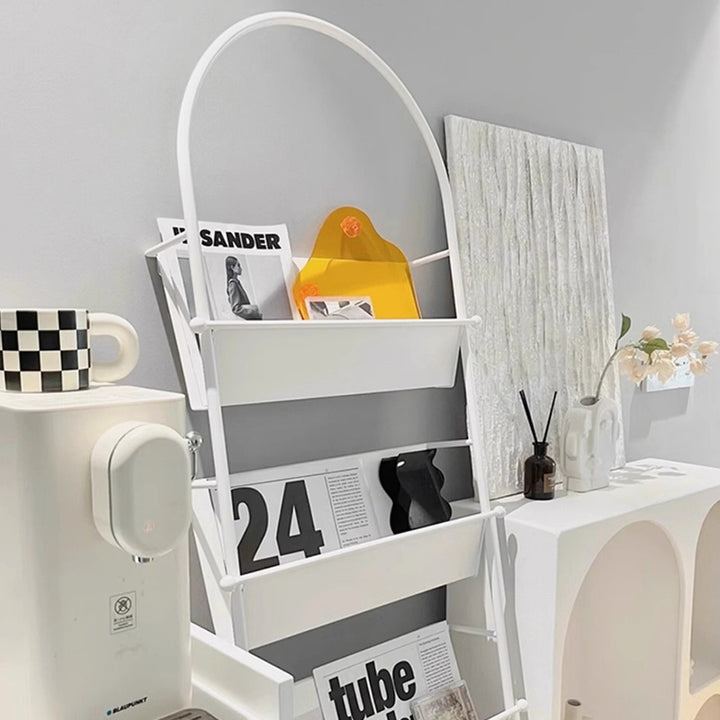 Moderner minimalistischer Ellipsen-Eisen-Bücherregal mit 4 Ebenen für das Wohnzimmer 