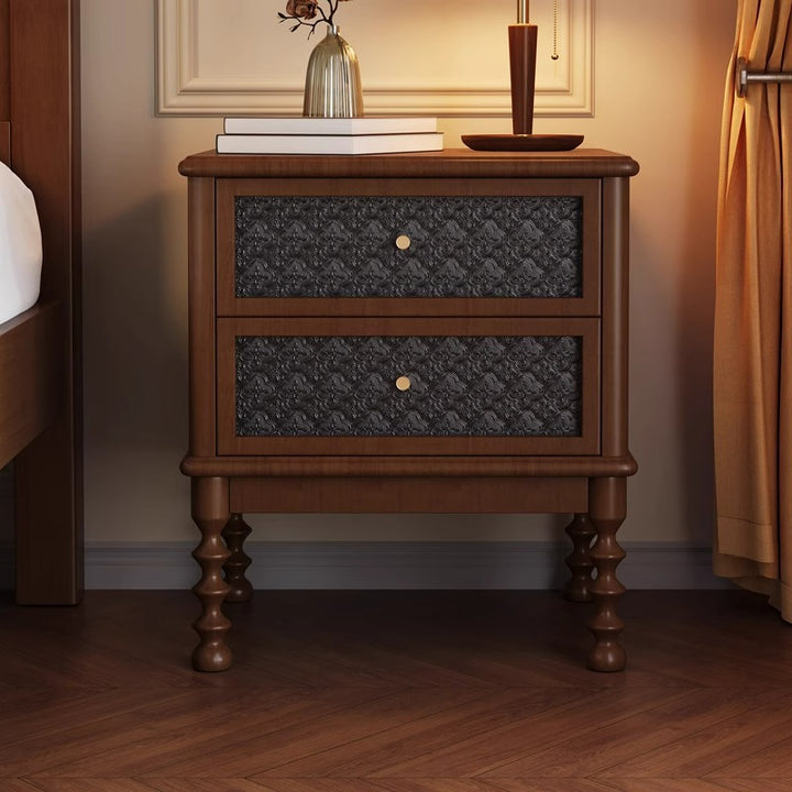 Table de chevet en bois massif, contreplaqué, verre, carrée, rectangulaire, vintage traditionnelle, en hévéa et bois de pin, à 2 tiroirs, pour chambre à coucher 