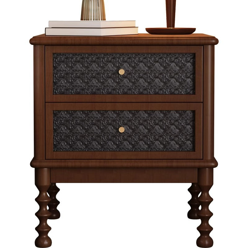 Table de chevet en bois massif, contreplaqué, verre, carrée, rectangulaire, vintage traditionnelle, en hévéa et bois de pin, à 2 tiroirs, pour chambre à coucher 