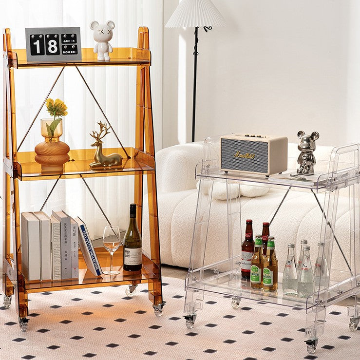 Modern Minimalist Square Rectangular PC Movable Display Rack 2/3/4-Tier For Living Room