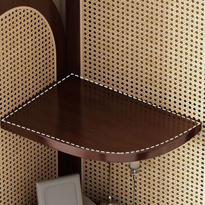 Traditional Chinese Fan-shaped Curved Nan Bamboo Rattan Weaving Corner Shelf Unit 4-Tier For Living Room