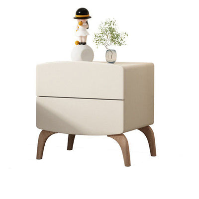 Modern Minimalist Square Rectangular Microfiber Leather E1 Eco-friendly Board Solid Wood Nightstand 2-Drawer For Bedroom