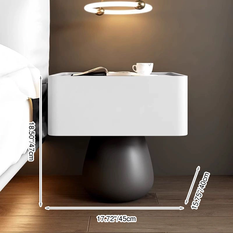 Modern Minimalist Square Rectangular Microfiber Leather Solid Wood Solid Wood Plywood Nightstand 1-Drawer For Bedroom