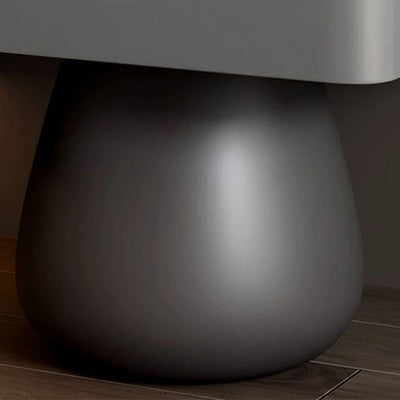 Modern Minimalist Square Rectangular Microfiber Leather Solid Wood Solid Wood Plywood Nightstand 1-Drawer For Bedroom