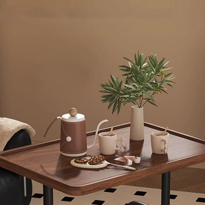 Modern Minimalist Rectangular Medium Density Fiberboard Steel Pipe Movable End Table 2-Tier For Living Room