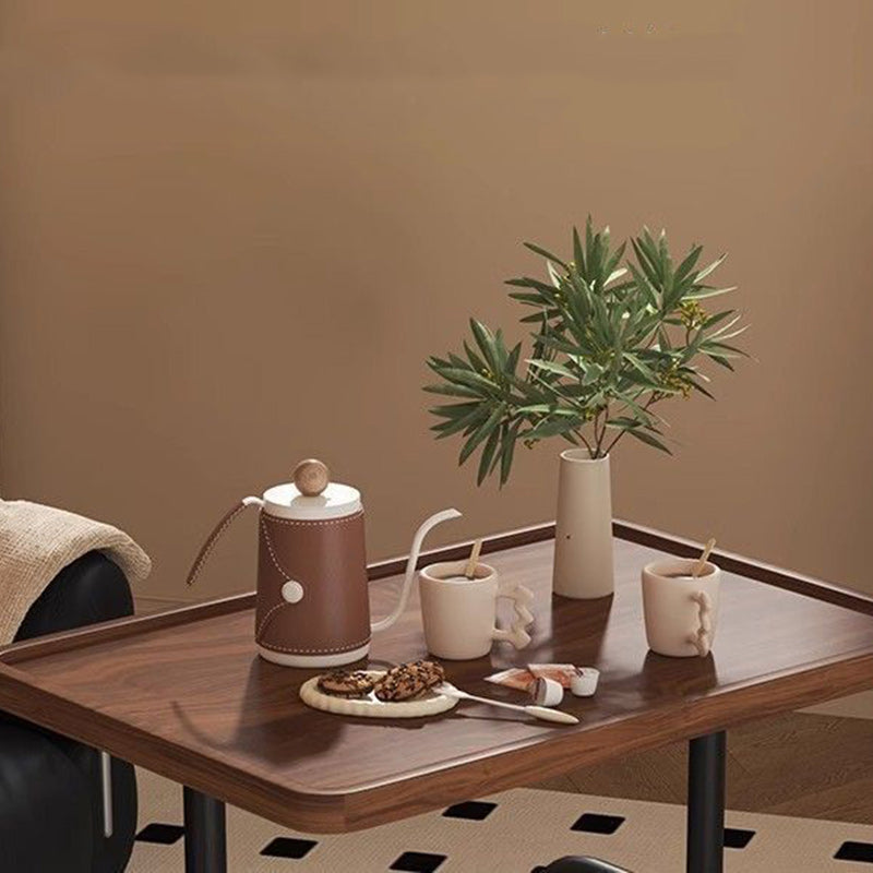 Modern Minimalist Rectangular Medium Density Fiberboard Steel Pipe Movable End Table 2-Tier For Living Room