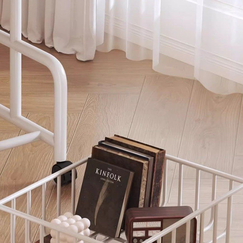 Modern Minimalist Rectangular Medium Density Fiberboard Steel Pipe Movable End Table 2-Tier For Living Room