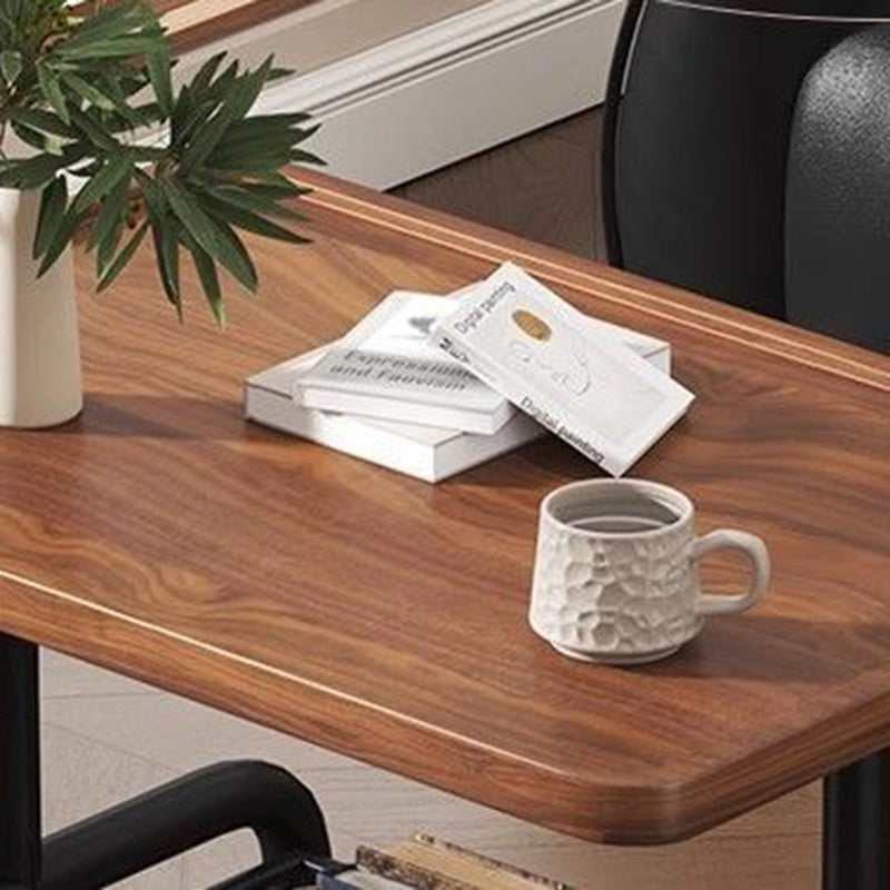 Modern Minimalist Rectangular Medium Density Fiberboard Steel Pipe Movable End Table 2-Tier For Living Room