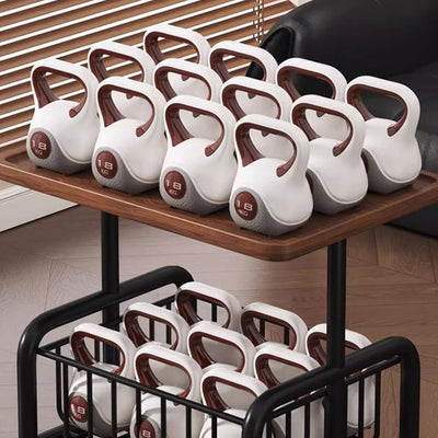 Modern Minimalist Rectangular Medium Density Fiberboard Steel Pipe Movable End Table 2-Tier For Living Room