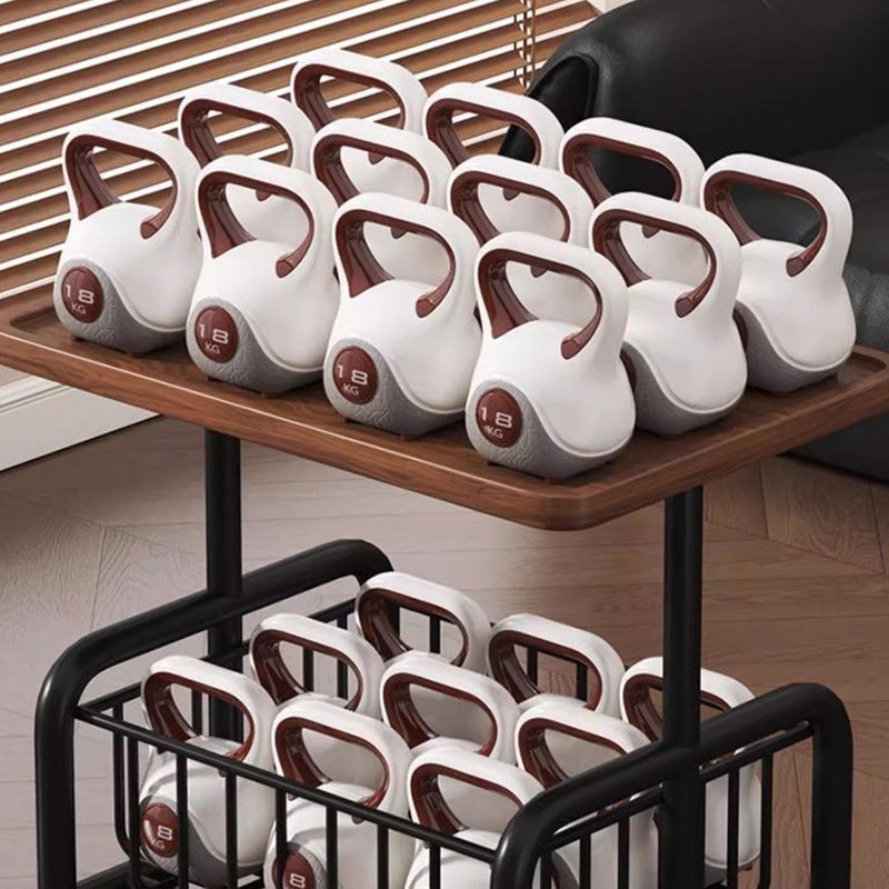 Modern Minimalist Rectangular Medium Density Fiberboard Steel Pipe Movable End Table 2-Tier For Living Room