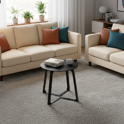 Contemporary Nordic Round Solid Wood Plywood Rubberwood Coffee Table For Living Room