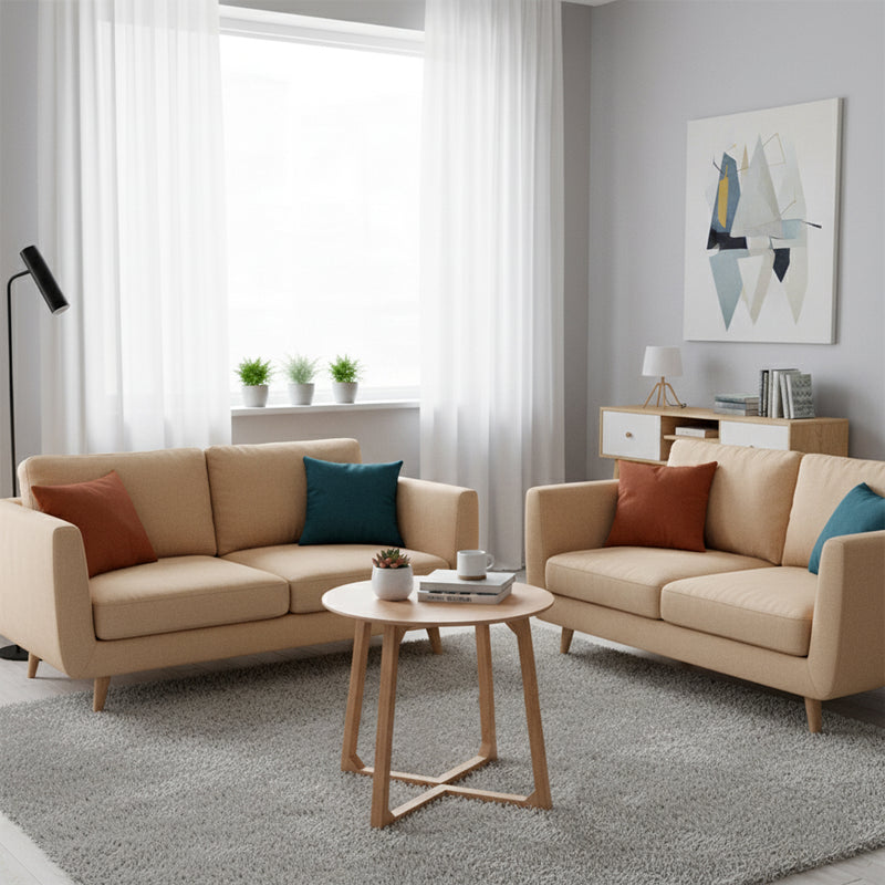 Contemporary Nordic Round Solid Wood Plywood Rubberwood Coffee Table For Living Room