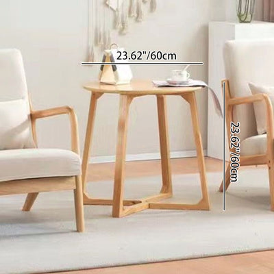 Contemporary Nordic Round Solid Wood Plywood Rubberwood Coffee Table For Living Room