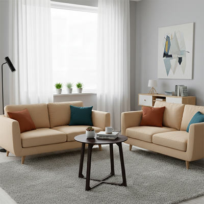 Contemporary Nordic Round Solid Wood Plywood Rubberwood Coffee Table For Living Room