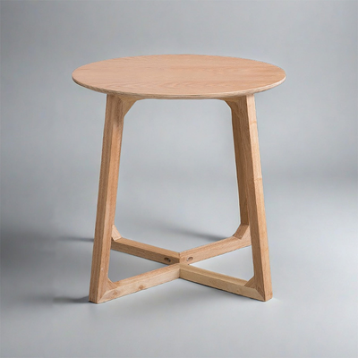 Contemporary Nordic Round Solid Wood Plywood Rubberwood Coffee Table For Living Room