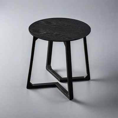 Contemporary Nordic Round Solid Wood Plywood Rubberwood Coffee Table For Living Room