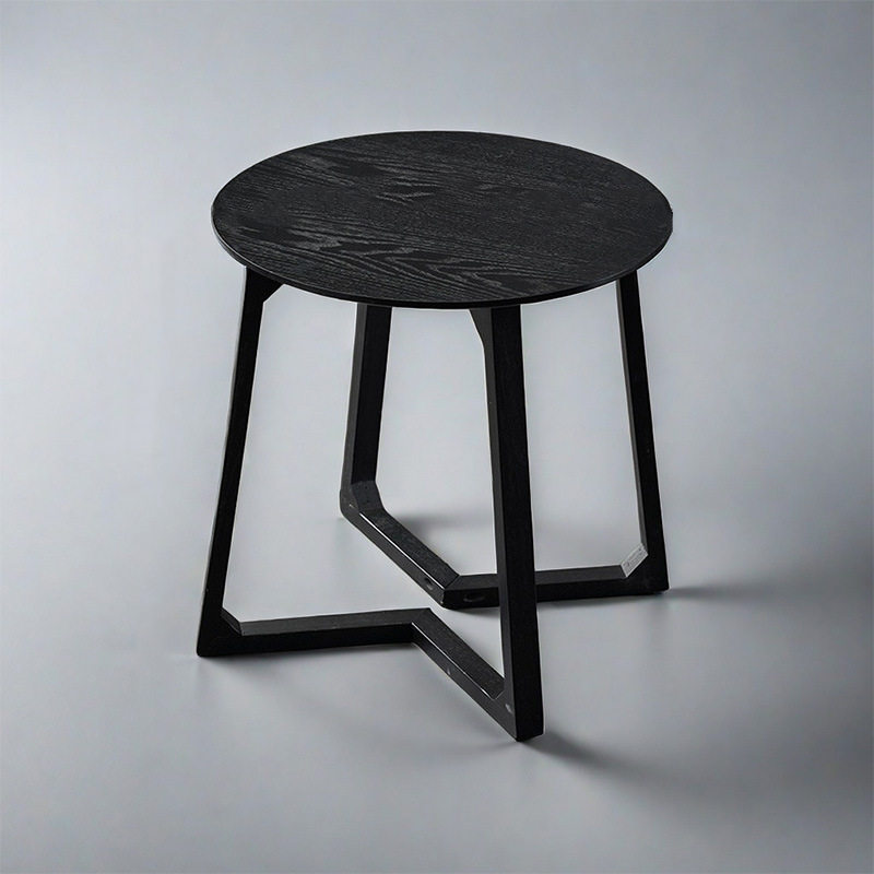 Contemporary Nordic Round Solid Wood Plywood Rubberwood Coffee Table For Living Room