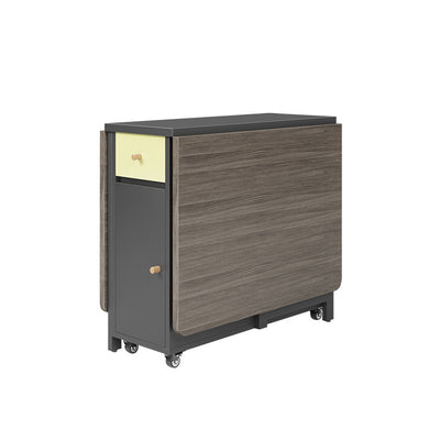 Modern Minimalist Square Rectangular E1 Environmental MDF Solid Wood Movable Foldable Dining Table & Dining Chair Set For 6 Seats