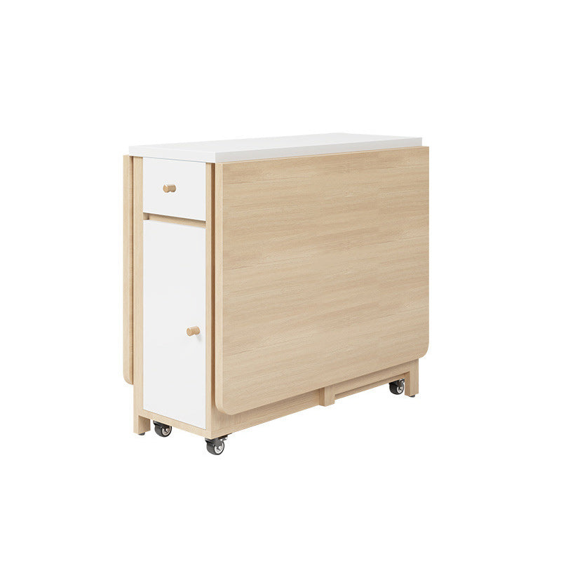 Modern Minimalist Square Rectangular E1 Environmental MDF Solid Wood Movable Foldable Dining Table & Dining Chair Set For 6 Seats