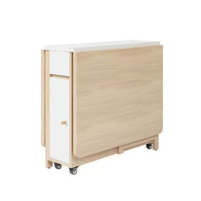 Modern Minimalist Square Rectangular E1 Environmental MDF Solid Wood Movable Foldable Dining Table & Dining Chair Set For 6 Seats