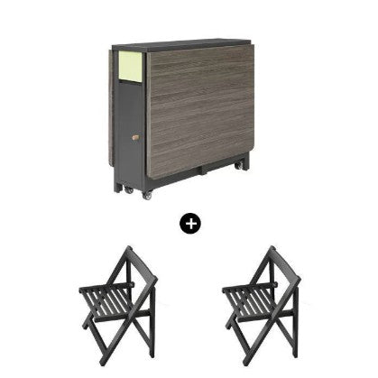 Modern Minimalist Square Rectangular E1 Environmental MDF Solid Wood Movable Foldable Dining Table & Dining Chair Set For 6 Seats