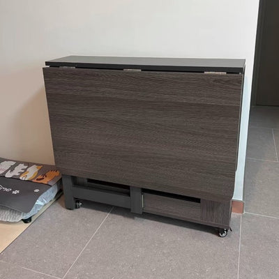 Modern Minimalist Square Rectangular E1 Environmental MDF Solid Wood Movable Foldable Dining Table & Dining Chair Set For 6 Seats