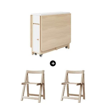 Modern Minimalist Square Rectangular E1 Environmental MDF Solid Wood Movable Foldable Dining Table & Dining Chair Set For 6 Seats