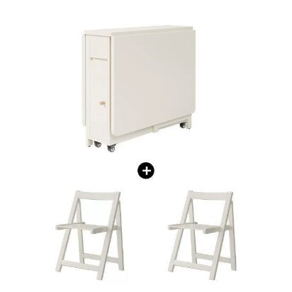 Modern Minimalist Square Rectangular E1 Environmental MDF Solid Wood Movable Foldable Dining Table & Dining Chair Set For 6 Seats