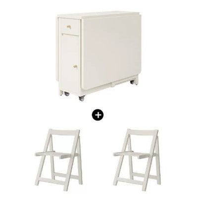 Modern Minimalist Square Rectangular E1 Environmental MDF Solid Wood Movable Foldable Dining Table & Dining Chair Set For 6 Seats