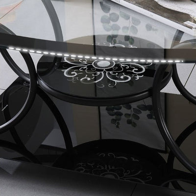 Modern Minimalist Round Ellipse Tempered Glass Galvanized Pipe Coffee Table For Living Room