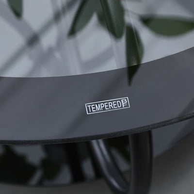 Modern Minimalist Round Ellipse Tempered Glass Galvanized Pipe Coffee Table For Living Room