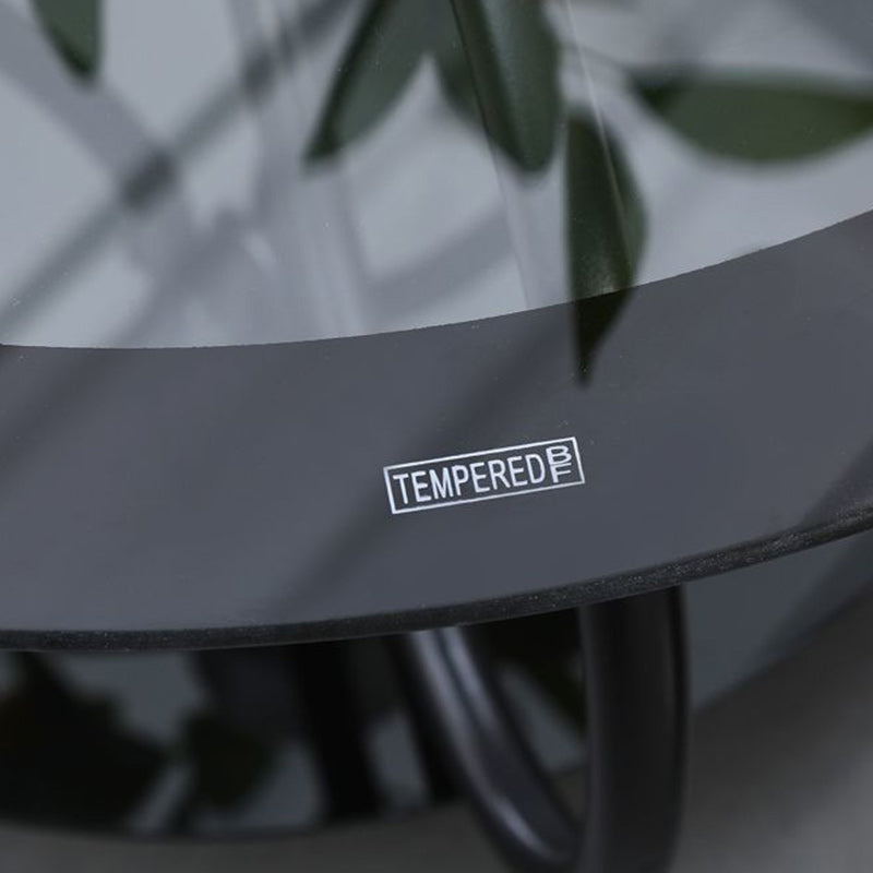 Modern Minimalist Round Ellipse Tempered Glass Galvanized Pipe Coffee Table For Living Room