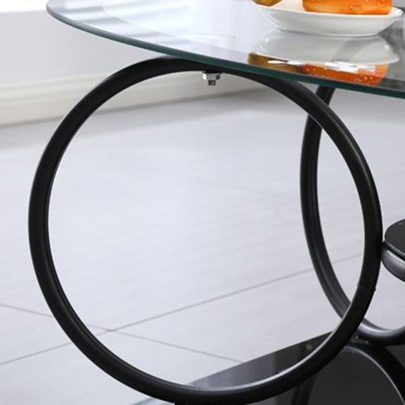 Modern Minimalist Round Ellipse Tempered Glass Plastic Iron Coffee Table For Living Room