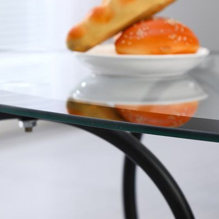 Modern Minimalist Round Ellipse Tempered Glass Plastic Iron Coffee Table For Living Room