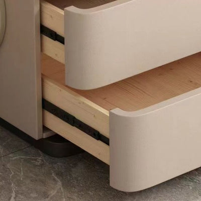 Modern Minimalist Rectangular Microfiber Leather Rock Slab Pine Wood Solid Wood Plywood Nightstand 2-Drawer For Bedroom