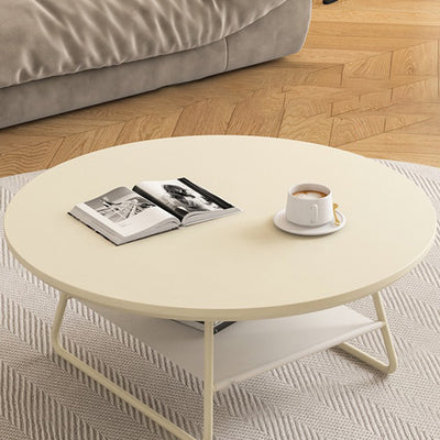 Modern Minimalist Round PU Leather Iron Eco-friendly Board Coffee Table For Living Room