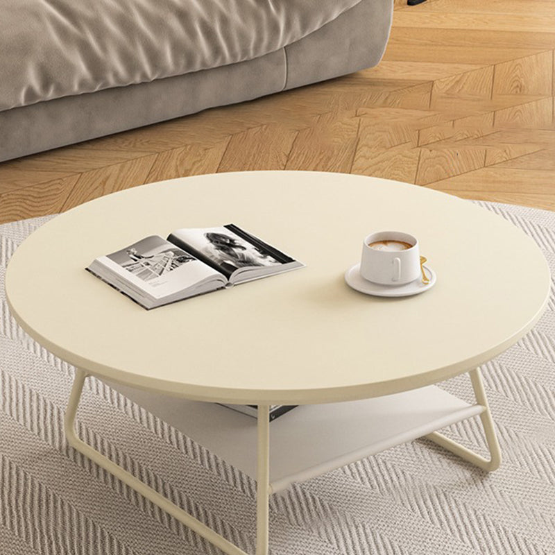 Modern Minimalist Round PU Leather Iron Eco-friendly Board Coffee Table For Living Room