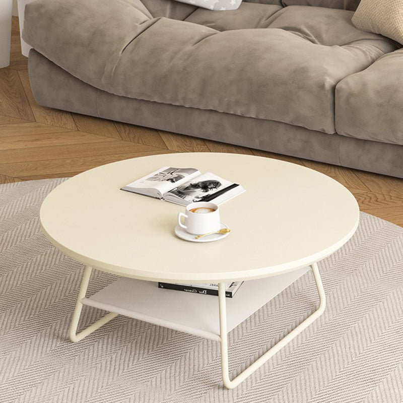 Modern Minimalist Round PU Leather Iron Eco-friendly Board Coffee Table For Living Room