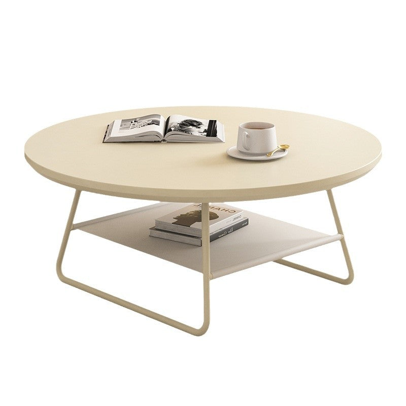 Modern Minimalist Round PU Leather Iron Eco-friendly Board Coffee Table For Living Room