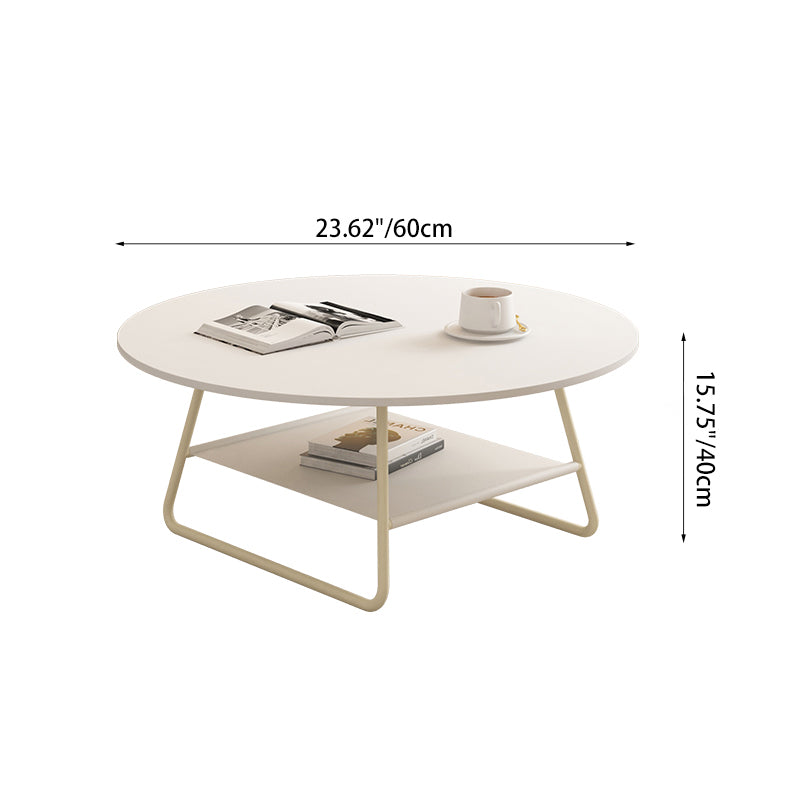 Modern Minimalist Round PU Leather Iron Eco-friendly Board Coffee Table For Living Room