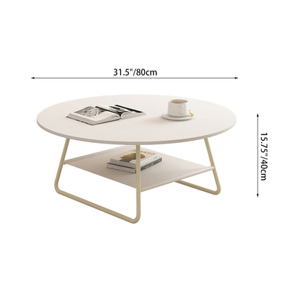 Modern Minimalist Round PU Leather Iron Eco-friendly Board Coffee Table For Living Room