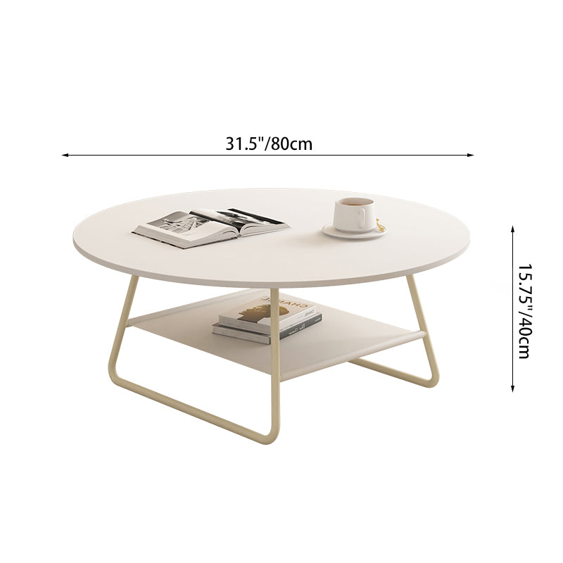 Modern Minimalist Round PU Leather Iron Eco-friendly Board Coffee Table For Living Room