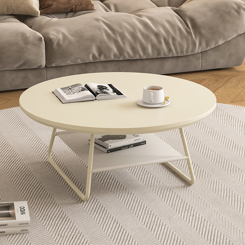 Modern Minimalist Round PU Leather Iron Eco-friendly Board Coffee Table For Living Room