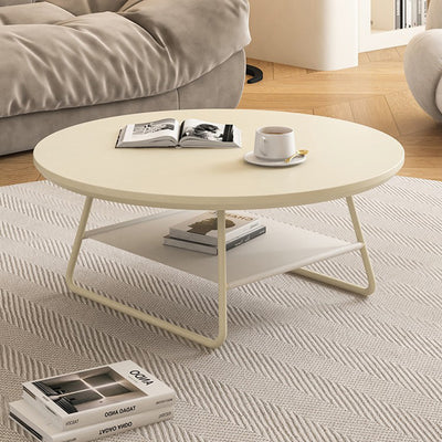 Modern Minimalist Round PU Leather Iron Eco-friendly Board Coffee Table For Living Room