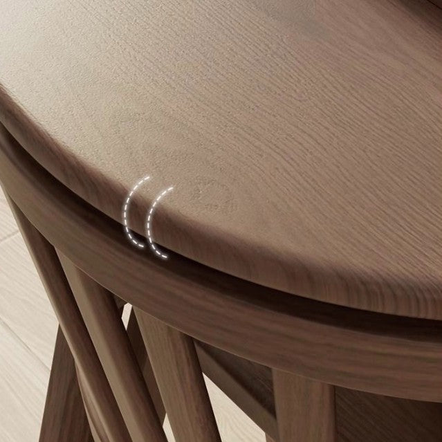 Modern Minimalist Round Ellipse Rubberwood Solid Wood Plywood Cotton-linen Coffee Table & Chair Set For Living Room