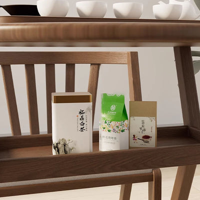 Modern Minimalist Round Ellipse Rubberwood Solid Wood Plywood Cotton-linen Coffee Table & Chair Set For Living Room