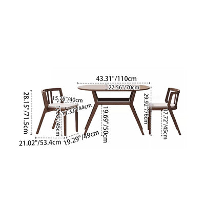 Modern Minimalist Round Ellipse Rubberwood Solid Wood Plywood Cotton-linen Coffee Table & Chair Set For Living Room